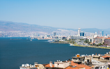 View of Izmir city from Konak district. Izmir is the third biggest city of Turkey.