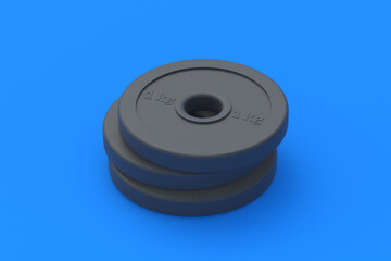 Plates for dumbbell. Sports equipment. Heavy training. 3d render