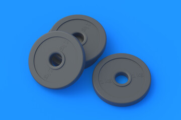 Plates for dumbbell. Sports equipment. Heavy training. 3d render