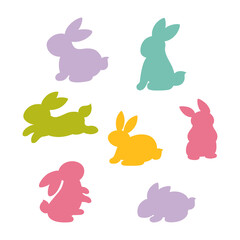  Silhouette of Easter Bunny. Vector illustration. - 484958987