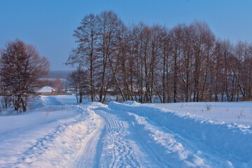 Rural landscapes in Russia in winter