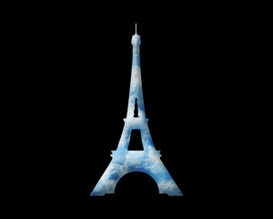 Eiffel Tower Paris, France symbol Cloads icon Cloady logo illustration