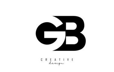 GB letters Logo with negative space design. Letter with geometric typography.