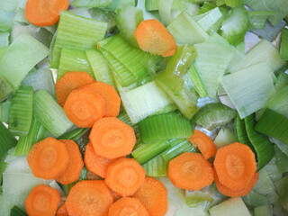 sliced carrot and leek