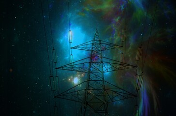 power transmission line and galaxies