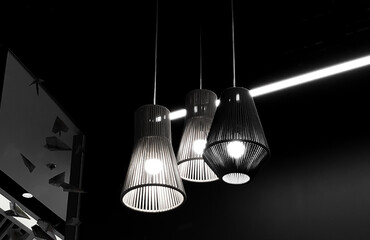 Lighting lamps in black and white.