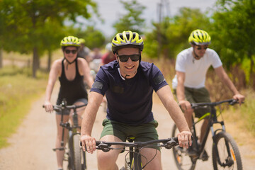 Riding bikes while smiling