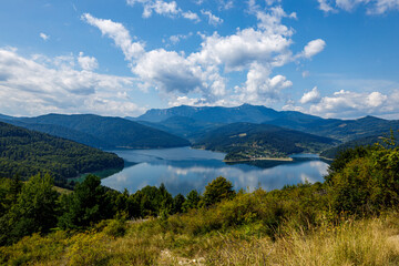 The lake Bicaz in carpathian landscape of romania