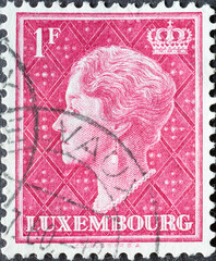 Luxembourg - circa 1948: a postage stamp from Luxembourg, showing a portrait of the Grand Duchess...