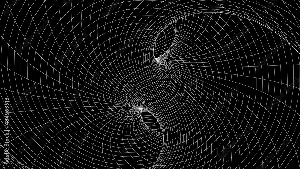 Leinwandbilder Abstract tunnel. 3D wireframe vector wormhole or vortex. Grid vector illustration.