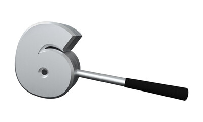 6 3D, Number Six Hammer 3D. Shinny Hammer on white background. 3d illustration. 3d illustration