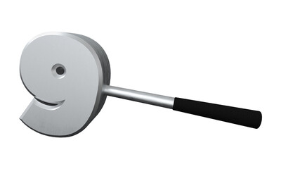 9 3D, Number Nine Hammer 3D. Shinny Hammer on white background. 3d illustration. 3d illustration