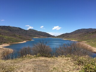 Waves, Sky, Beach and Shore of Lake Nozoriko Gunma Japan