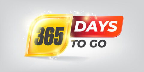 365 days to go countdown horizontal banner design template. 365 days to go sale announcement banner, label, sticker, icon, poster and flyer.