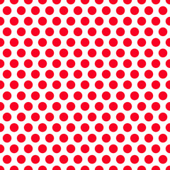 Fototapeta na wymiar Red and white polka dot texture as background 