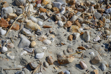 Close up of pebbles in a beach
