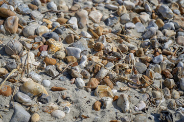 Close up of pebbles in a beach