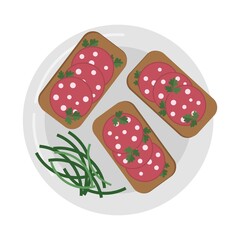 Sausage sandwiches dish vector isolated