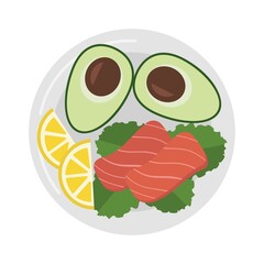 Dish for breakfast. Healthy food salmon fish vector isolated