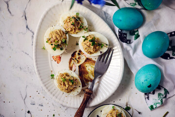 Easter Deviled eggs..style rustic