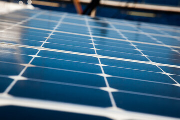 Solar panels on the roof of a house close-up.