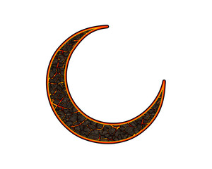 Moon Crescent Eid symbol fire icon flames cracks logo illustration