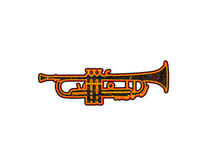 Trumpet Music symbol fire icon flames cracks logo illustration
