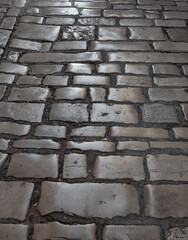 The anchient pavement with paving stone in Europe