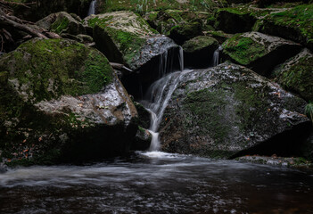 Waterfall on river Ilse in forest Harz, Germany