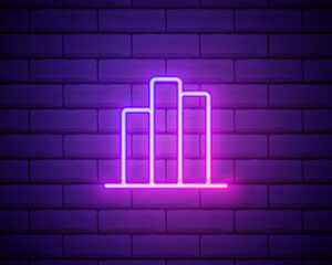 statistics up arrow neon icon. Elements of online and web set. Simple icon for websites, web design, mobile app, info graphics isolated on brick wall