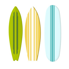 Set of surfboards isolated on white background. Vector