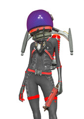 Fototapeta premium alien girl astronaut is holding and standing up