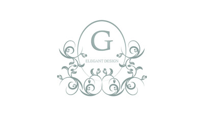Decorative monogram in gray tones with the letter G. Logo design for restaurants, hotel cards, business. Business refined style and brand of the company.