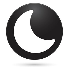Moon icon, black circle button, vector illustration.