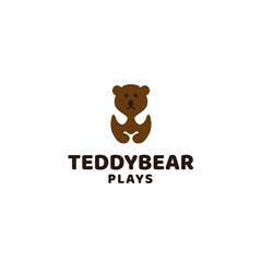 teddy bear logo. Cute and funny bear cub logo silhouette