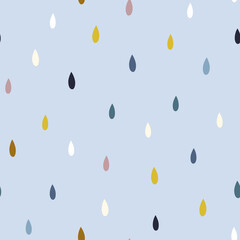 Seamless abstract pattern with bright drops on a blue background