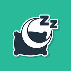 Blue Time to sleep icon isolated on green background. Sleepy zzz. Healthy lifestyle. Vector
