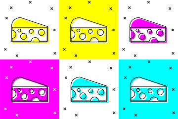 Set Cheese icon isolated on color background. Vector