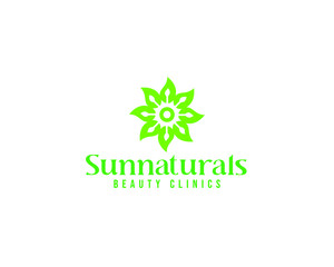 sun natural mandala logo. Green leaves logo. Luxury nature hotel logo