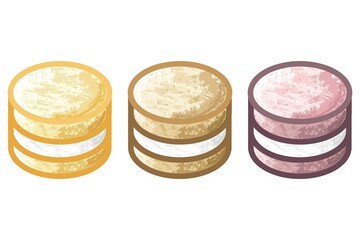 Cream Macaroons icon set. Vector illustration. Hand-drawn macaron, cream and white chalk on the white background.