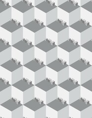 White and gray room isometric seamless pattern background. Vector illustration.