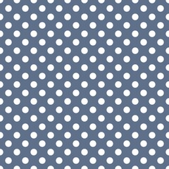 Blue and white retro Polka Dot seamless pattern. Vector background.