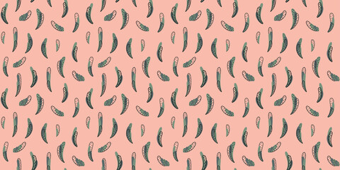 Abstract stylish decorative girly seamless pattern of stylized grass on a pink background For clothing, graphic design, print, packaging, cover Vector