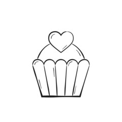 hand drawn cake with heart. love and romantic symbol. valentine's day design