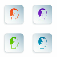 Color Baldness icon isolated on white background. Alopecia. Set colorful icons in square buttons. Vector