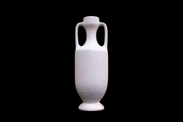 white plaster jug isolated on a black background