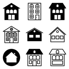 House Flat Icon Set Isolated On White Background