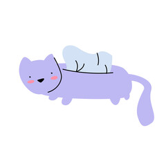 Isolated illustration packaging for napkins in the form of a soft toy. Cute teddy cat. Napkins of figure skaters on ice. A simple minimalistic illustration in a flat style.