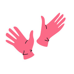 Isolated illustration of pink women's elegant gloves. A simple minimalistic illustration in a flat style.