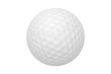 Golf ball isolated on white background, full depth of field, clipping path. Traditional white golf ball for sport.